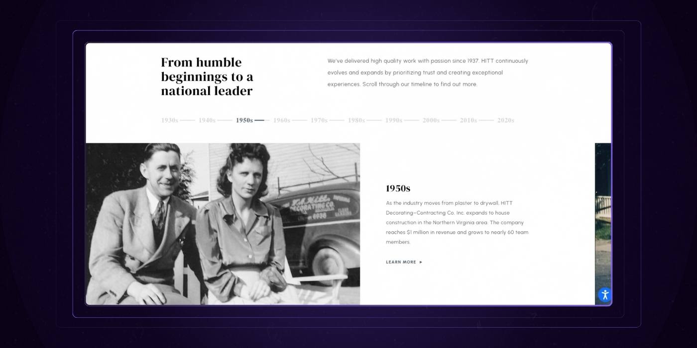 24 - About Us Page - HITT visual timeline graphic